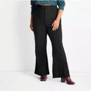 Future Collective Black Ponte Flare Pleated Trouser, Size 14